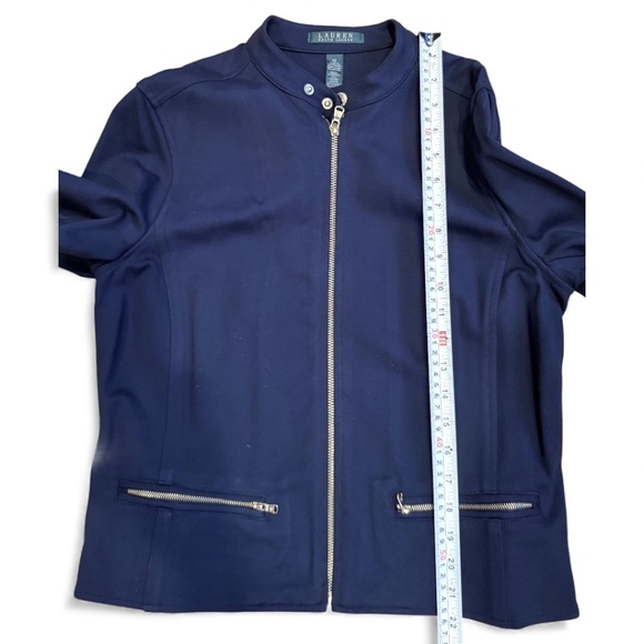 Lauren Ralph Lauren Navy Moto Jacket with Gold Hardware – Size 10 - Picture 4 of 7
